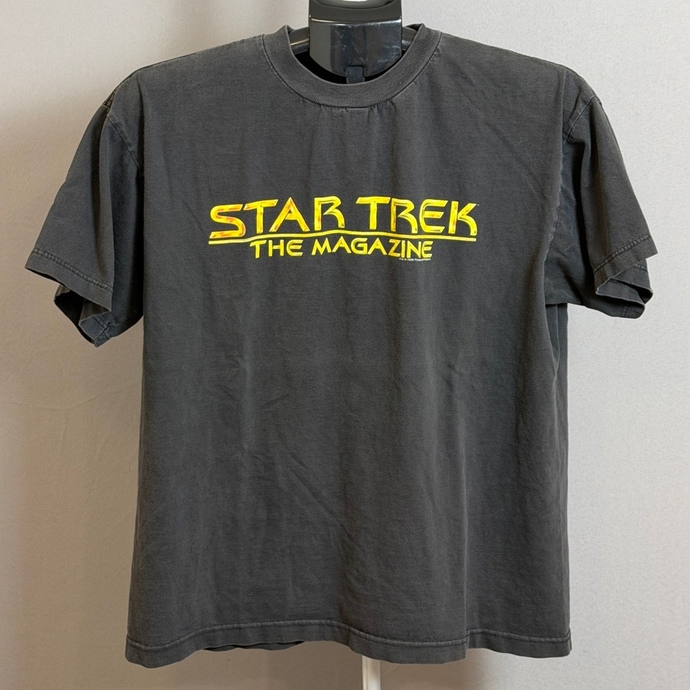 Vintage 1998 Star Trek The Magazine Shirt Mens Large Gray Paramount Sci Fi Tee